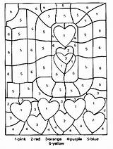 Number Color Valentines Printable Coloring Pages Kids sketch template
