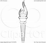 Torch Olympic Clipart Coloring Happy Cartoon Vector Outlined Thoman Cory Royalty sketch template