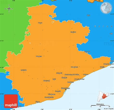 political simple map  barcelona