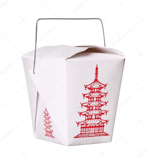 chinese food box container isolated  white background stock photo