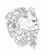 Lioness Tattoo Flowers Lion Head Tattoos Sketch Drawing Outline Drawings Visit Instagram sketch template