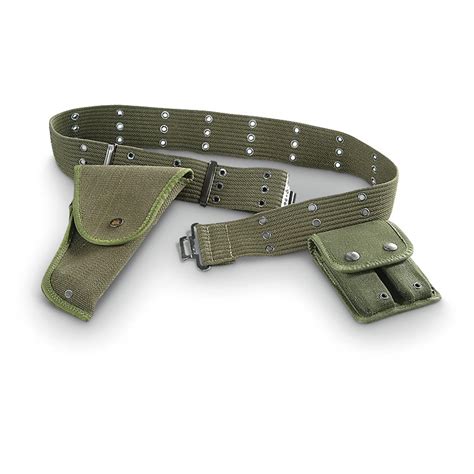 belgian military surplus  era pistol belt  holster  pouch