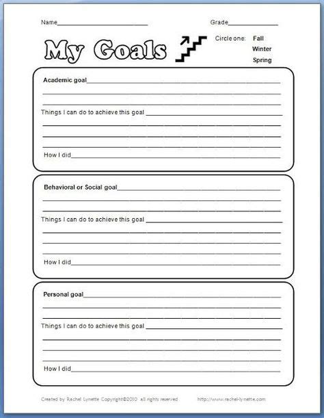 goals worksheets  kids student goals goals worksheet goal