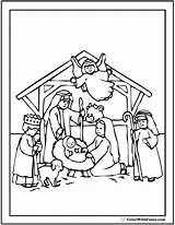 Nativity Coloring Scene Holy Christmas Family Sheet Color Print Angel Kids Pages Mary Printable Joseph Simple Shepherd Merry Jesus Colorwithfuzzy sketch template