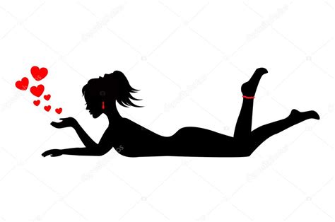 Silhouette Of A Woman Lying On Her Stomach ⬇ Vector Image By