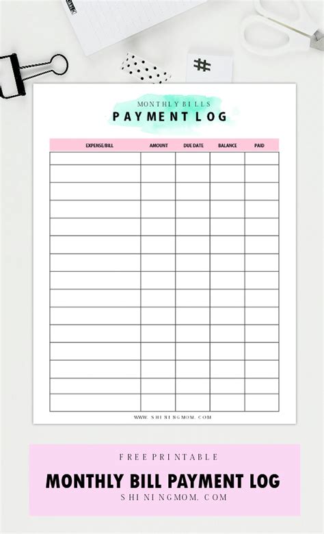 monthly bills spreadsheet  printable template calendar design