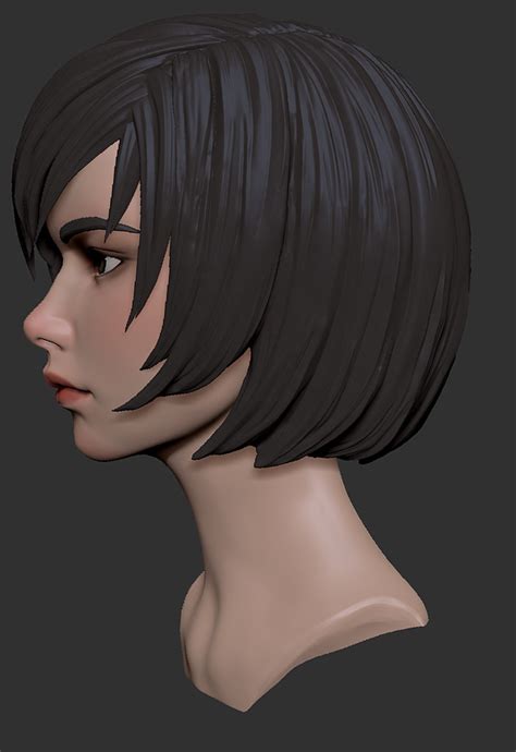 artstation female anime head 1 3d model