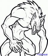 Werewolf Coloring Drawing Pages Kids Easy Draw Cartoon Adults sketch template