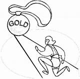 Olympic Gold Coloring Medal Games Winner Won Place First sketch template