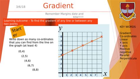 finding the gradient of a line graph and between two