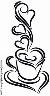 Coffee Coloring Pages Printable Wood Burning Cup Stencil Stencils Patterns Mug Color Pattern Coffe Cups Drawing Crafts Adult Templates Use sketch template
