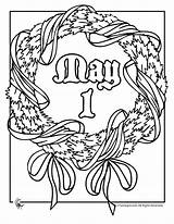 Coloring May Pages Colouring Printable Wreath Beltane Adult Baskets Sheets Kids Color Pagan Activities Preschool Printables Celebration Basket Ribbon Simple sketch template