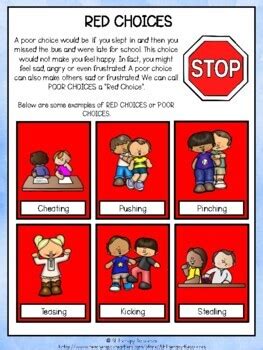 anger management red  green choices classroom management tpt