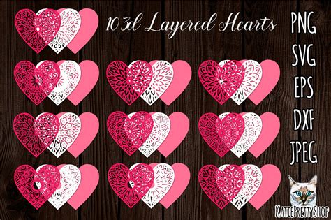 3d layered hearts svg valentine s day svg love heart 1131314 cut
