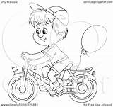 Bike Riding Boy Coloring Outline Clipart Balloon Illustration Attached Royalty Pages Rf Bannykh Alex Template Sketch sketch template