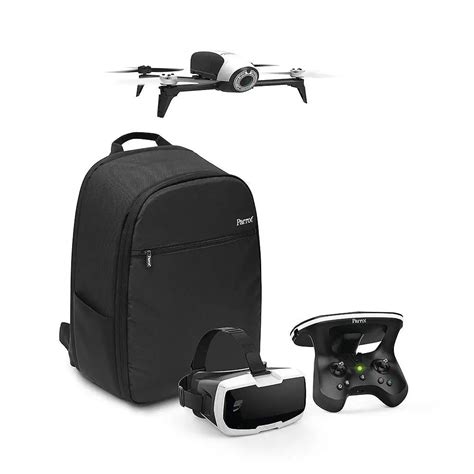 parrot pack drone quadricoptere bebop  lunette fpv skycontroller  blanc sac  dos