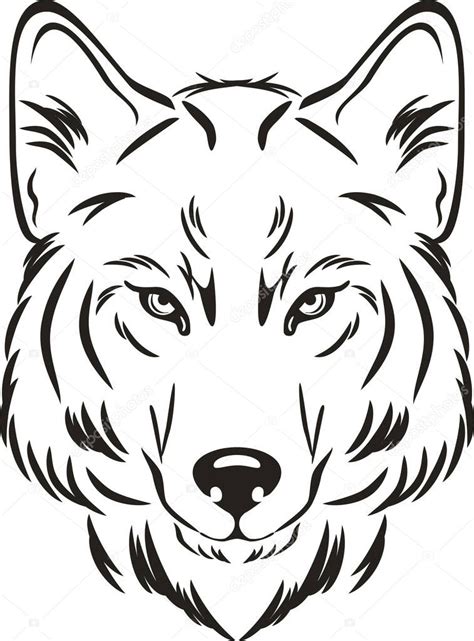 wolf head outlined drawing stock vector  teddyb