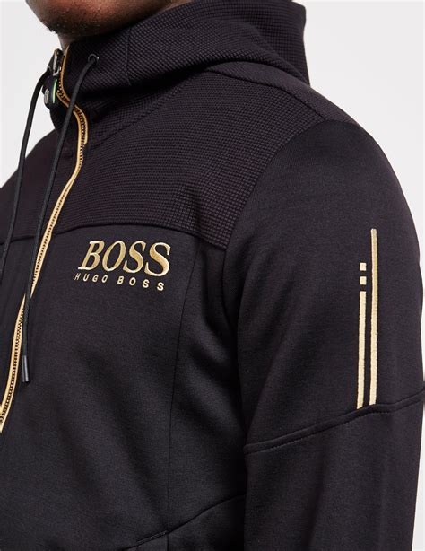 boss by hugo boss cotton saggy zip through hoodie black for men lyst