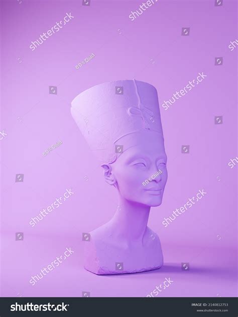 purple queen nefertiti bust head egyptian stock illustration 2140812753