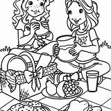 Picnic Coloring Basket Table Getcolorings Family sketch template