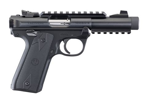 ruger mark iv  tactical lr  threaded barrel blued rimfire semi automatic pistol