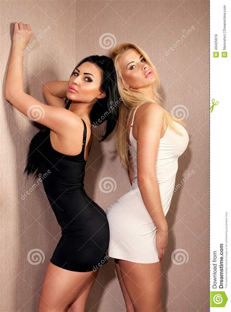 Two Women Posing Stock Image Image Of People Simple 49425619