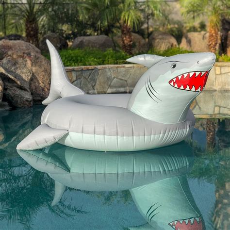 gofloats great white bite shark party tube inflatable raft fun pool float  adults