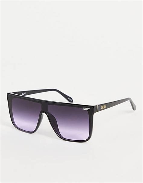 Quay X Love Island Nightfall Visor Sunglasses In Black Purple Asos