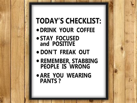 funny todays checklist motivational humor print  etsy
