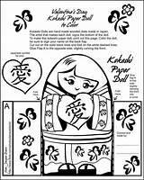 Doll Kokeshi Paper Color Valentines Coloring Pages Template Valentine International Printable Craft Dolls Jacque Davis Toys Inkspired Musings Japanese Crafts sketch template