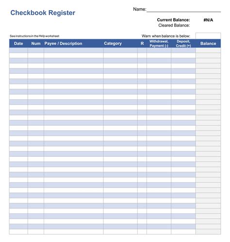 images   printable checkbook register  large print