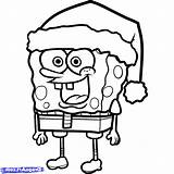 Spongebob Drawing Easy Christmas Coloring Pages Kids Color Drawings Patrick Step Kitty Hello Elf Santa Wearing Santas Hat Colouring Draw sketch template