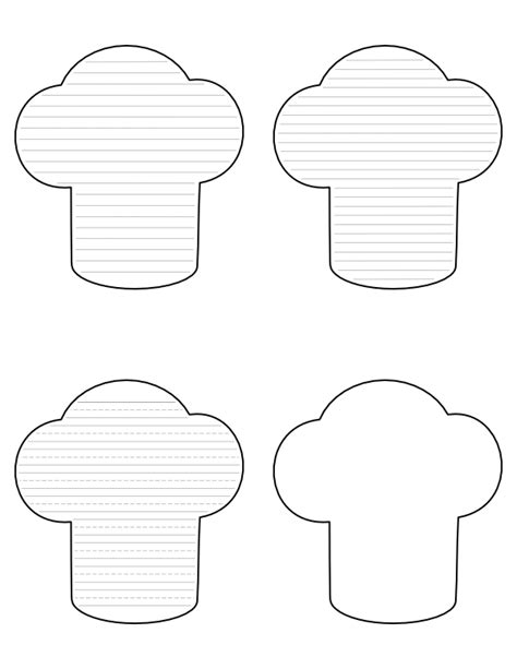 printable chef hat shaped writing templates