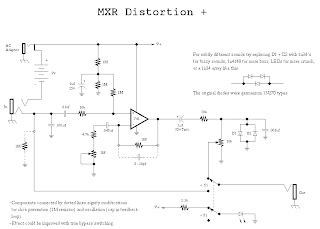 mxr distortion  schematic diagram electrocircuit schema datasheet