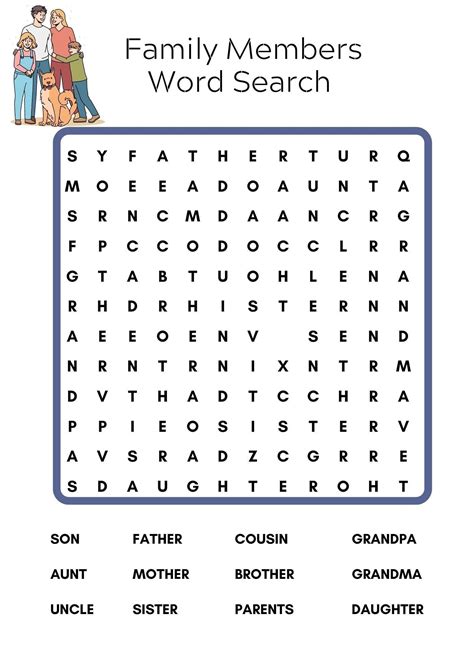 family members word search printable word search family game night