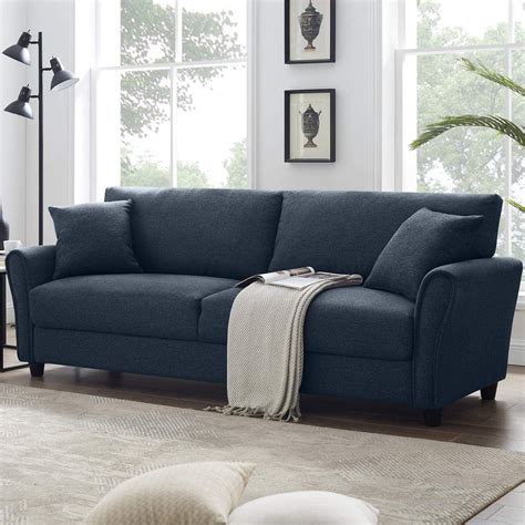 tribesigns   comfortable couch sofa modern upholstered linen sofa soft couch  living