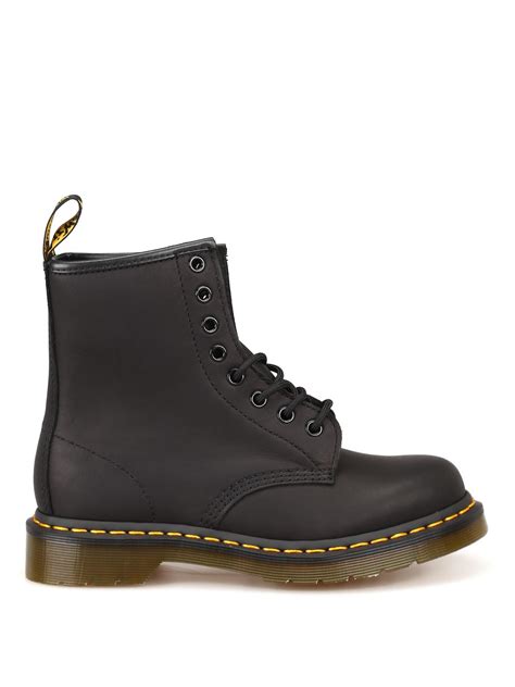 dr martens greasy  black leather combat boots  men lyst