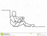 Sitting Drawing Man Line Easy Illustration Vector Dream Continuous sketch template