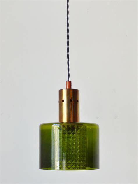 1960s green glass and brass pendant light brass pendant light