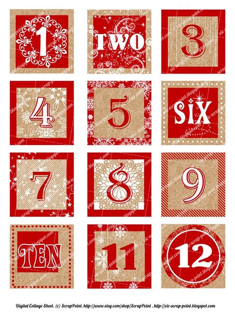 printable december daily numbers red 3 2 1 5 or 1 inch etsy