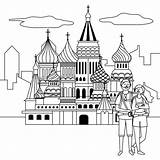 Kathedraal Ontwerp Vectorillustratie Heilige Moskou Illustratie sketch template