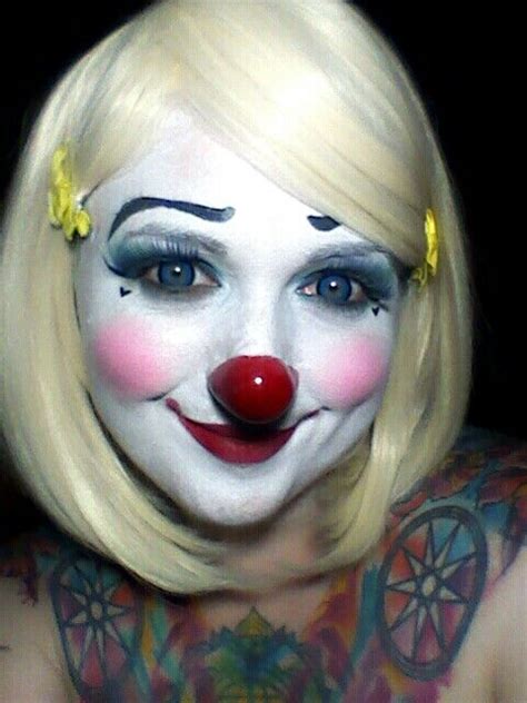 Blonde Clown Payasita Red Nose White Face Face Painting Female