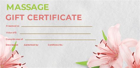 massage gift certificate  psd template shop fresh