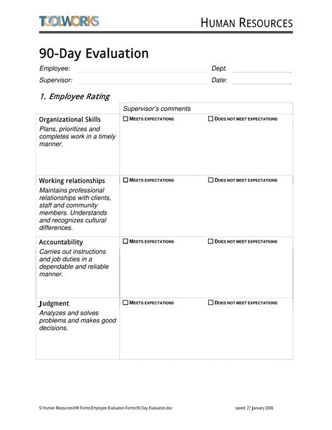 day employee evaluation template