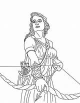 Greek Coloring Goddess Mythology Artemis Her Bow Drawings sketch template
