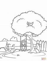 Swing Tree Girl Coloring Pages Getdrawings Drawing sketch template