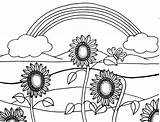 Coloring Easy Pages Adults Sunflowers sketch template