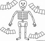 Skeleton Coloring Halloween Pages Bats Bigactivities Skeletons Print Four sketch template