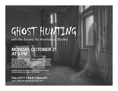 ghost hunting october    pm talcott library