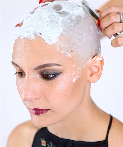 pin on bald women covered in shaving cream 2